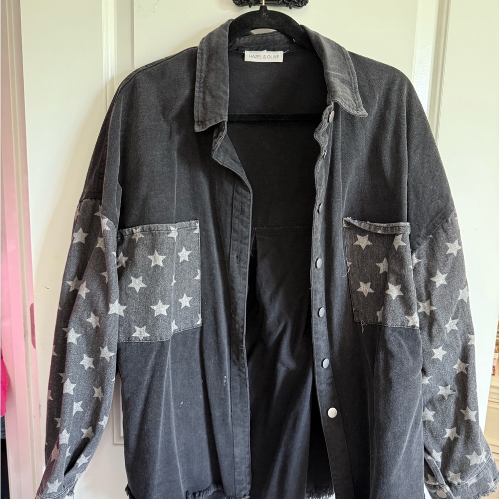 Black Star-Patterned Jacket